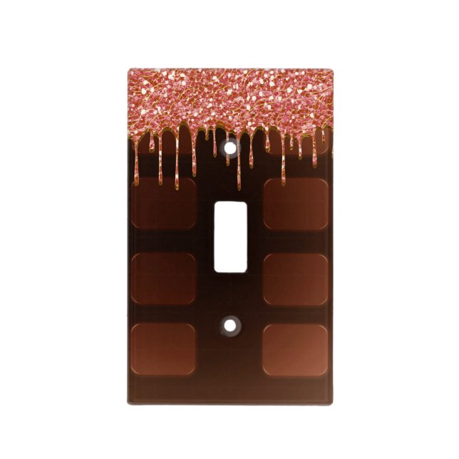 Pink Glitter Chocolate Drip Sugar Sweets Girly Light Switch Cover (Front)