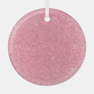 Pink glitter, Christmas abstract texture. Glass Ornament