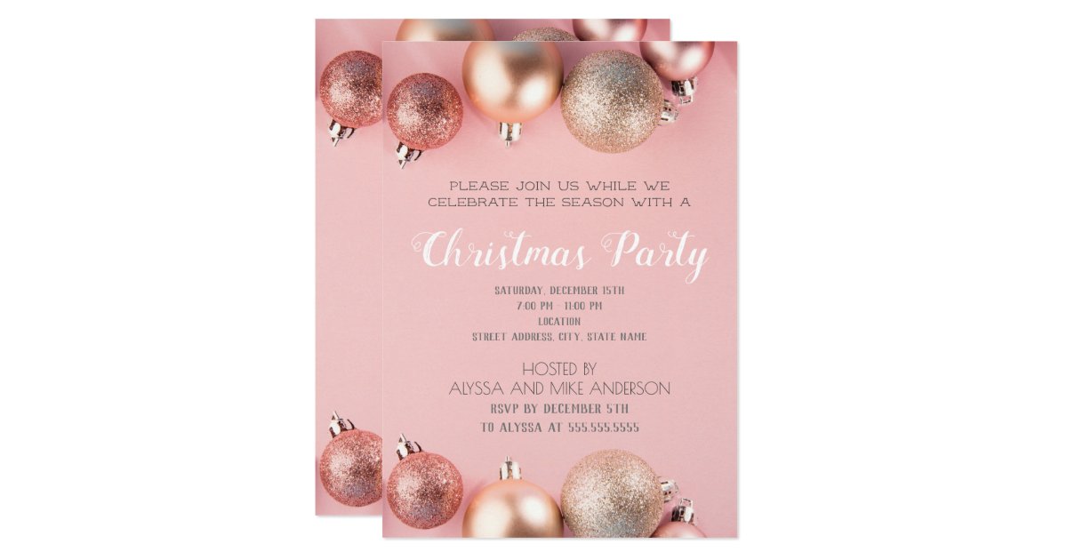 Pink Glitter Christmas Ornament Holiday Invitation Zazzle Com