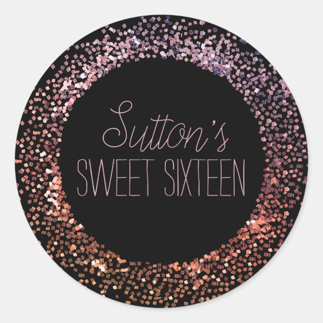 Pink Glitter Circle Classic Round Sticker (Front)