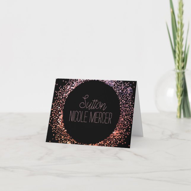Pink Glitter Circle Note Card (Front)