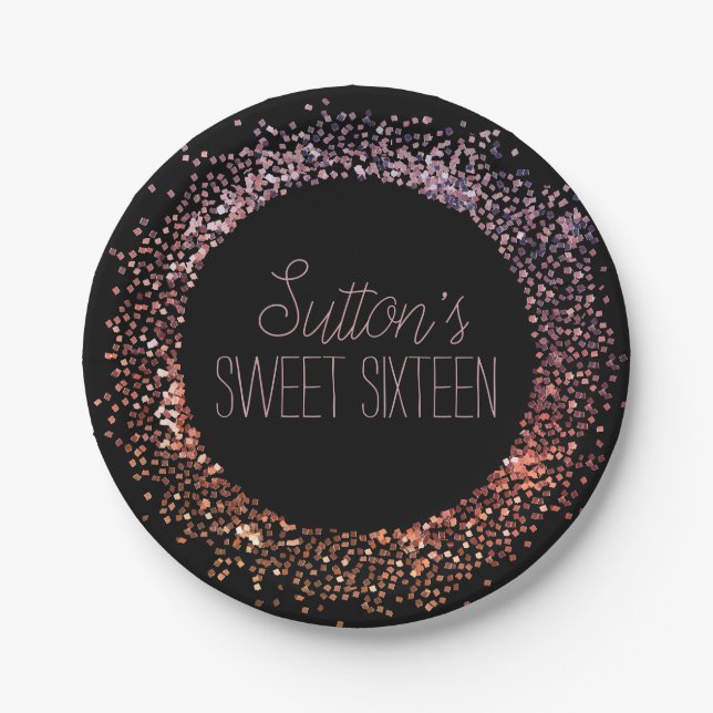 Pink Glitter Circle Paper Plates (Front)