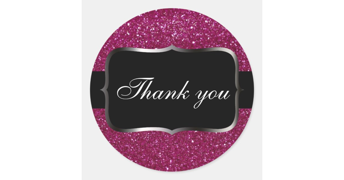 Pink Glitter Classic Round Sticker | Zazzle