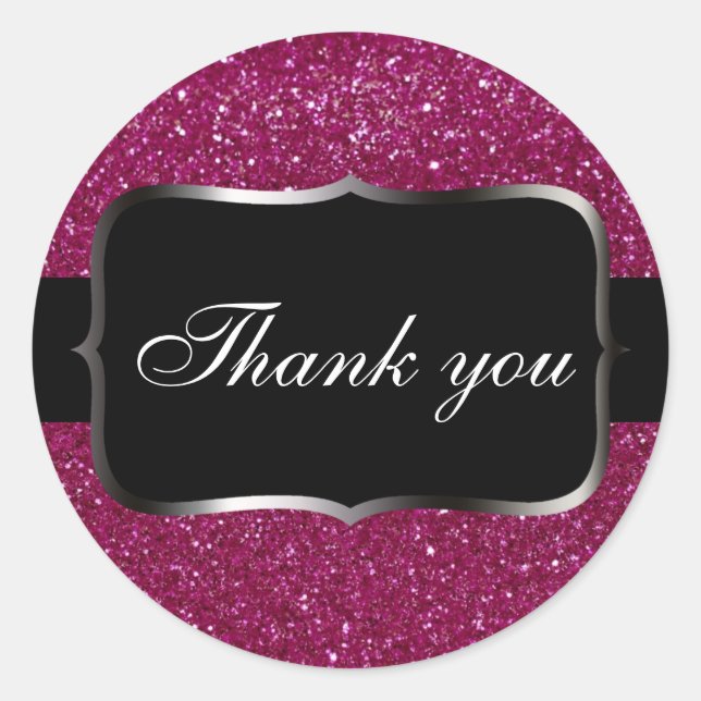Pink Glitter Classic Round Sticker (Front)