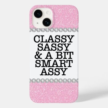 Pink Glitter Classy Sassy Case-mate Iphone 14 Case by girlygirlgraphics at Zazzle