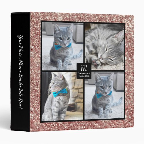 Pink Glitter Collage Personalized Photo Album 3 Ring Binder