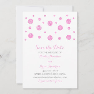 Pink Glitter Confetti Save the Date Invite
