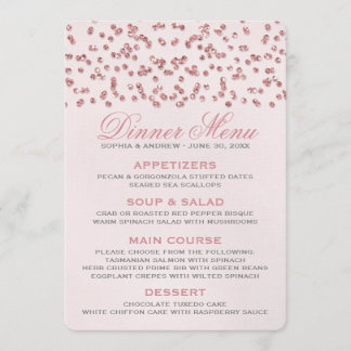 Pink Glitter Confetti Wedding Menu