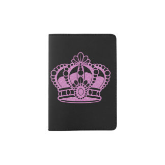 Pink Glitter Crown Custom Passport Holder