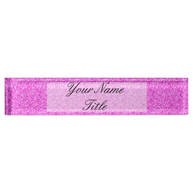 Pink Glitter Custom Desk Name Plate (Front)