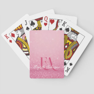 Pink Glitter – Custom Name & Initials Poker Cards