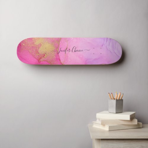 PINK Glitter Custom Name  Skateboard