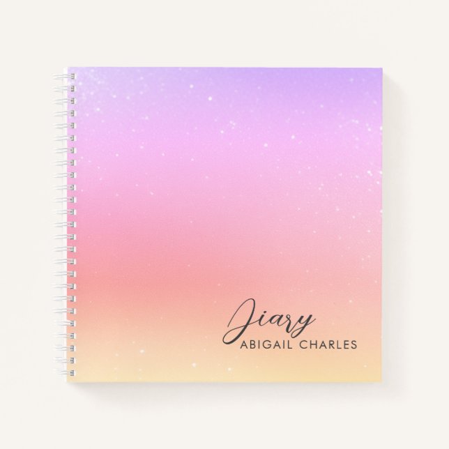 Pink Glitter Cute Pretty Diary Notebook (Front)