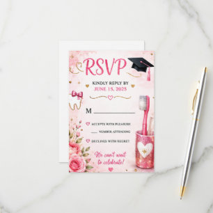 Pink Glitter Dental Hygienist RSVP Card Future R