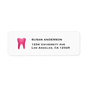 Pink Glitter Dental Return Address Label