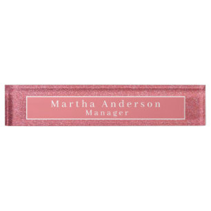 Pink Glitter Desk Name Plate