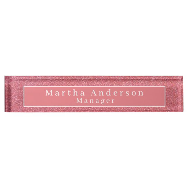 Pink Glitter Desk Name Plate (Front)