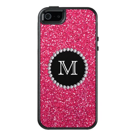 Pink Glitter, Diamond, Girly, Monogrammed Otterbox Iphone 5/5s/se Case