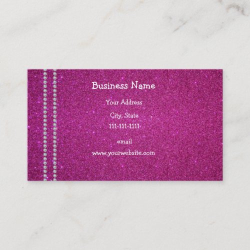 Pink glitter diamonds business cards