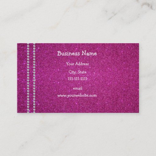 Customizable Pink glitter diamonds business cards
