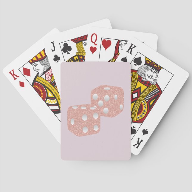 Pink Glitter Dice Girly Poker Cards (Back)