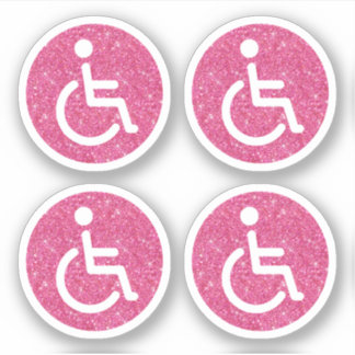 Pink glitter disabled handicap symbol sticker