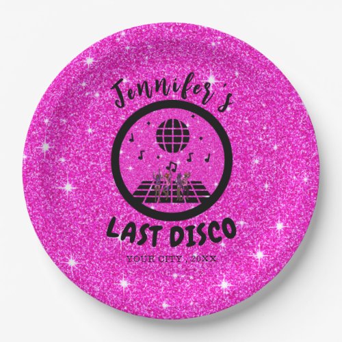 Pink Glitter Disco Bachelorette party   Paper Plates