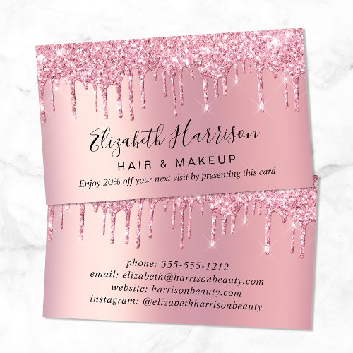 Pink Glitter Discount  Business Card