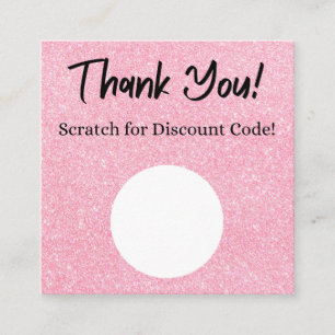 Pink Glitter Discount Scratch Off Thank You Card