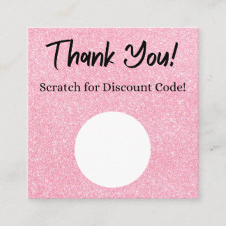 Pink Glitter Discount Scratch Off Thank You Card