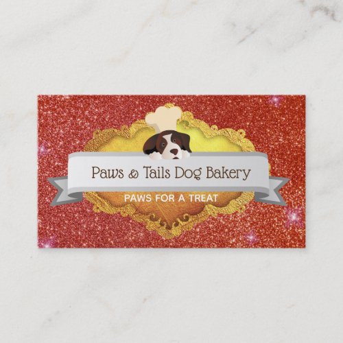 Pink glitter Dog bakery Business Cards