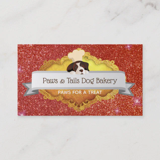 Pink glitter Dog bakery Business Cards Zazzle