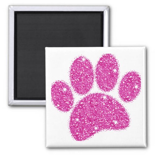 Pink Glitter Dog Pawprint Magnet