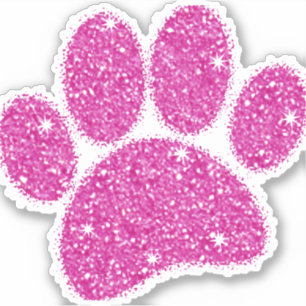Pink Glitter Dog Pawprint Sticker