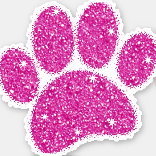 Pink Glitter Dog Pawprint Sticker