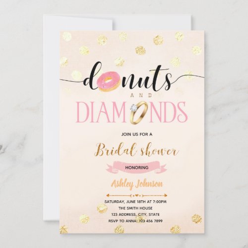 Pink glitter donuts and diamond invitation