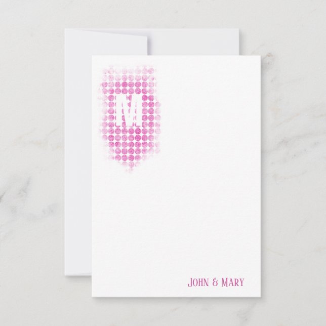 Pink Glitter Dots Monogram Card (Front)