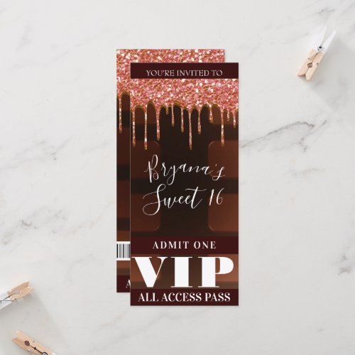 Pink Glitter Drip Chocolate Candy Bar Party VIP