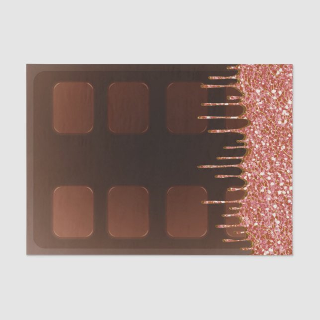 Pink Glitter Drip Chocolate Candy Bar Sweet 16 Tissue Paper (Front)