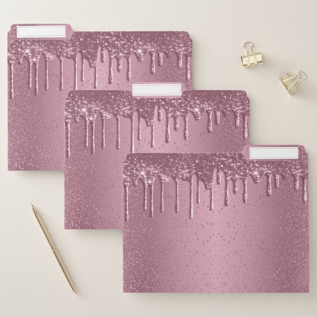 Pink Glitter Drip  File Folder (Set)