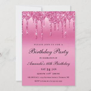 Pink Glitter Drip Invitation