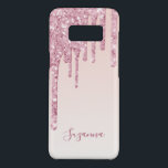 Pink glitter drip rose gold ombre name girly Case-Mate samsung galaxy s8 case<br><div class="desc">An elegant,  girly and glam phone case. Faux pink glitter drip,  paint drip.  Chic rose gold ombre background. Insert your name,  written with a modern hand lettered style script. Dark rose gold colored letters.</div>