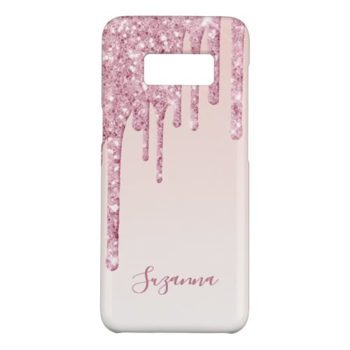 Pink glitter drip rose gold ombre name girly Case_Mate samsung galaxy s8 case