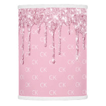Pink glitter drip sparkle monogram pattern lamp shade