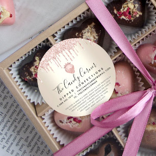 Pink Glitter Drip Strawberry Confection Gold Legal Classic Round Sticker