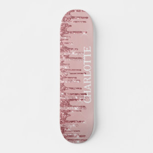 Pink Glitter Dripping Skateboard