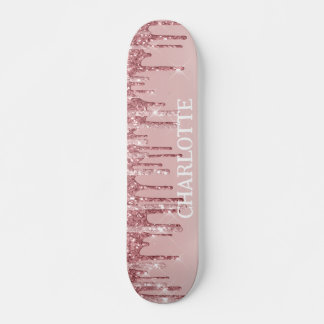 Pink Glitter Dripping Skateboard