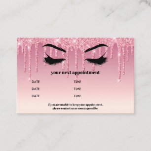 Pink Glitter Drippings Browbar Eyelash Luxury Business Card