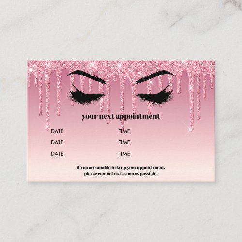 Pink Glitter Drippings Browbar Eyelash Luxury Business Card