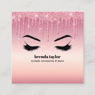 Pink Glitter Dripps Eyelash browbar professional Square Business Card